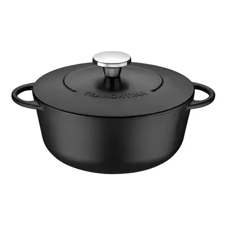 Cacerola Fundicion De Hierro Trento Tramontina 28 Cm 6 Lts Color Negro