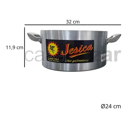 Cacerola Gastronómica De Aluminio N° 24 Capacidad 5,5 Litros Color Plateado