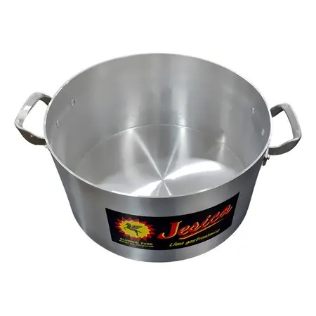 Cacerola Gastronómica De Aluminio N° 34 Capacidad 15 Litros Color Plateado