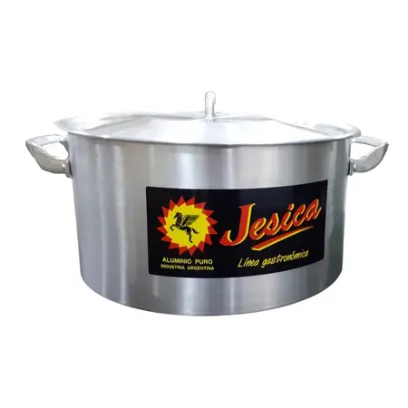 Cacerola Gastronómica De Aluminio N° 38 Capacidad 21 Litros Plateado