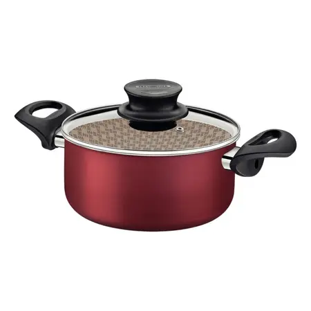 Cacerola Olla Teflon Antiadherent 22cm Tapa Tramontina Paris Bordó