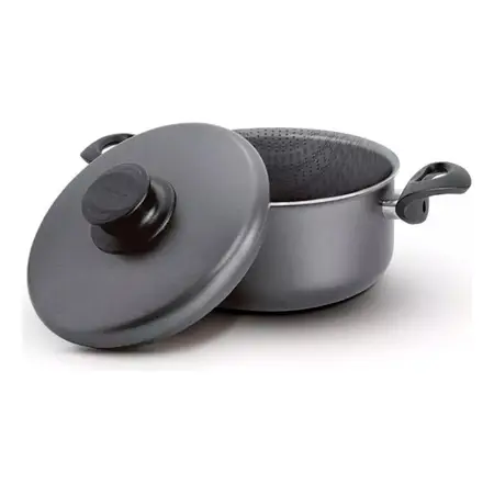 Cacerola Olla Teflon Antiadherent 22cm Tapa Tramontina Paris Gris Oscuro
