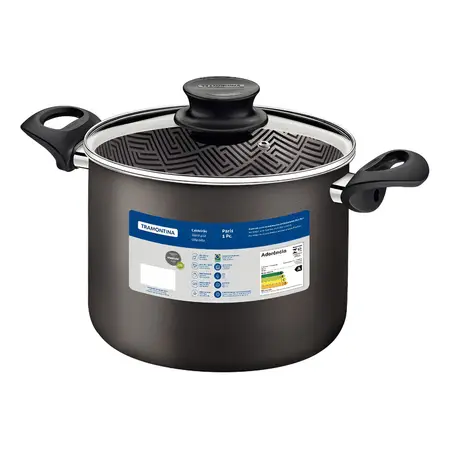 Cacerola Olla Teflon Antiadherente 24cm Tapa Tramontina Orig Color Gris Oscuro