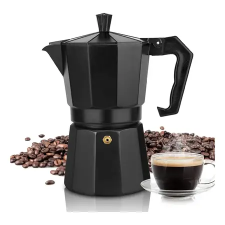 Cafetera Italiana 12 Pocillos Aluminio Para Café 720 Ml - Negro