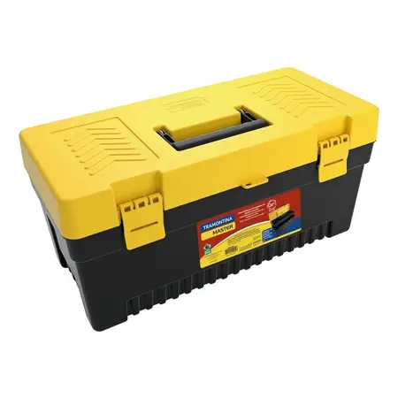 Caja Herramientas Plástica Tramontina Master 20'' Divisiones Color Negro Y Amarillo