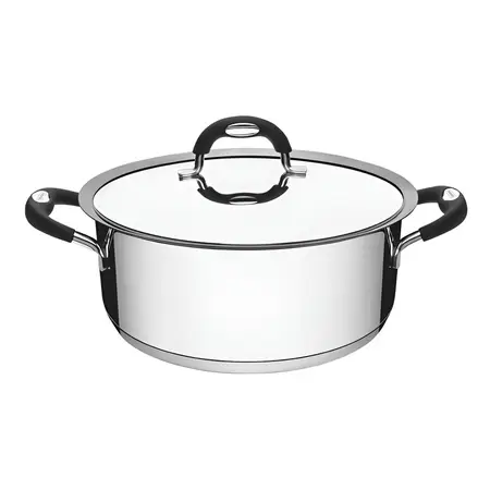 Cazuela Tramontina Duo De 24 Cm, 4,7 Litros, Silicona Y Acero Inoxidable, Color Plateado