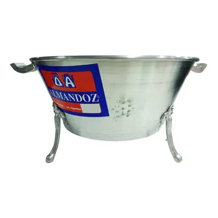 Colapasta De Aluminio 36 Cm Gastronomico Con Patas Y Asas Plateado
