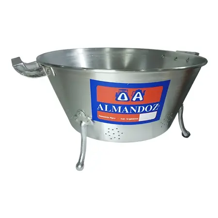 Colapasta De Aluminio 40 Cm Gastronomico Con Patas Y Asas Plateado