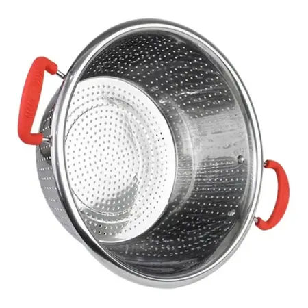 Colapastas Colador 26 Cm Acero Inoxidable Con Asas Colores Plateado