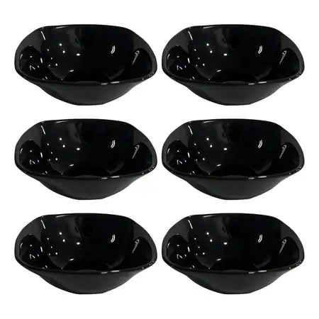 Compotera Bowl 11 Cm Vidrio Templado Cuadrado Resistente X6 Color Negro