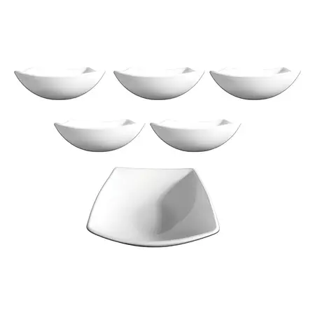 Compotera Cuadrada Vidrio Opalino Resistente 16,5 Postre X6