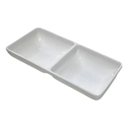 Compotera Mini Dip Doble Cuadrado Melamina Crystal Rock X 1 Color Blanco