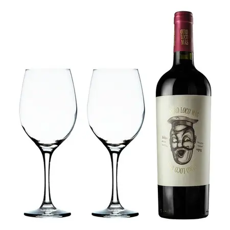 Copa Barone 490ml X2 + Vino Otro Loco Mas Malbec 750ml Regal Transparente