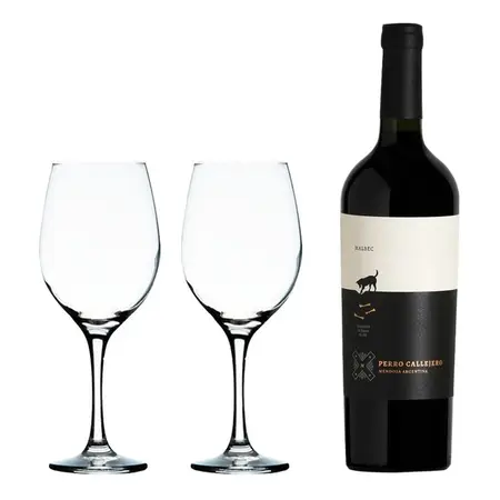Copa Barone 490ml X 2 + Vino Perro Callejero Malbec Regalo!! Transparente