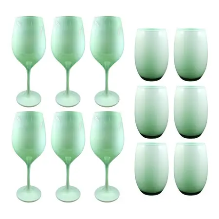 Copa Barone Negro X6 + Vaso Mikonos X6 Negro 12 Pzs Cuot Aqua