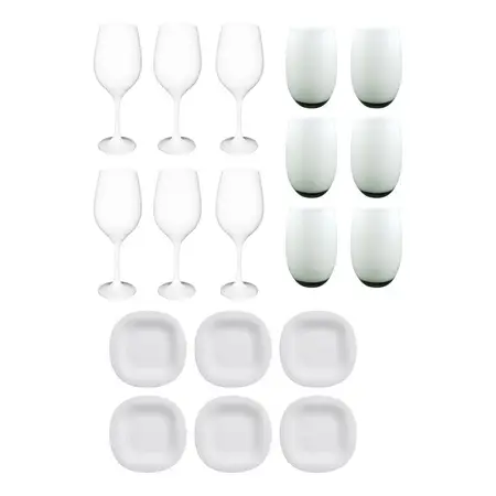 Copa Barone + Vaso Mikonos + Playo Carine Color X18 Pz Cuota Blanco