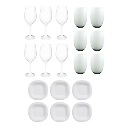 Copa Barone + Vaso Mikonos + Playo Carine Color X18 Pz Cuota Blanco