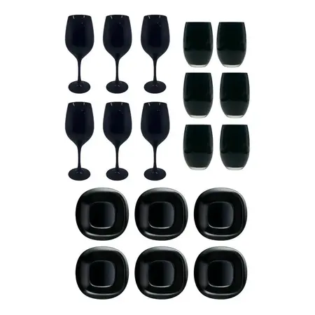 Copa Barone + Vaso Mikonos + Playo Carine Color X18 Pz Cuota Negro