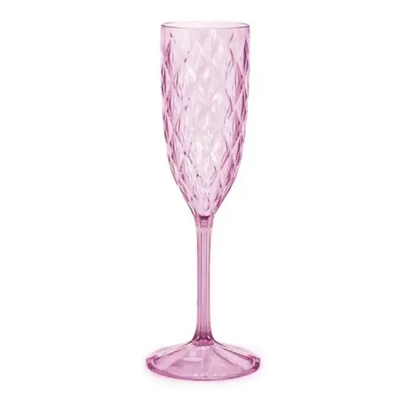 Copa Champagne Acrílico 200ml Carol Glamour Diseño Colores Rosa