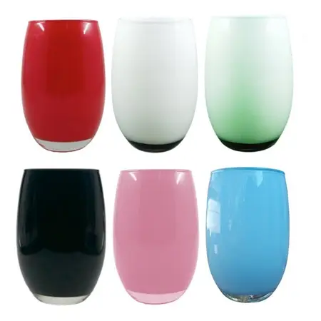 Copa Copon Vaso Vidrio Mikonos Negro X 12 U Sin Pie Vino Celeste