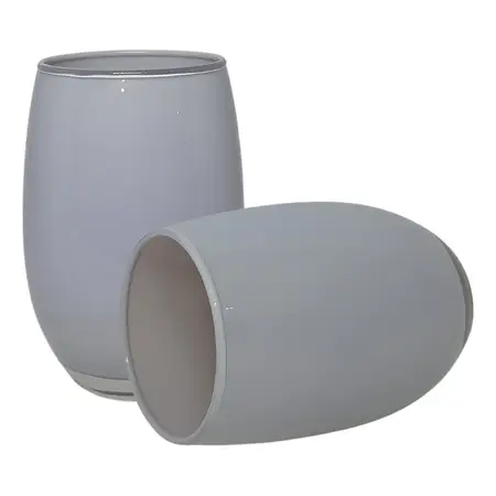 Copa Copon Vaso Vidrio Mikonos Negro X 1 U Sin Pie Vino Gris