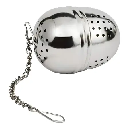 Crystal Rock Infusor De Te En Hebras Con Cadena Bola Acero Inoxidable Color Gris