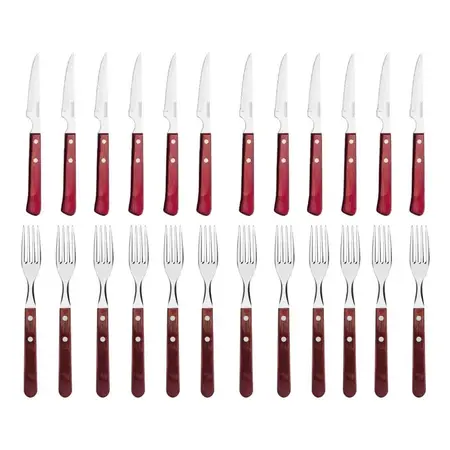 Cubierto Tramontina Juego 24 Set Polywood Cuchillo Tenedor - Cerezo / M. Esp