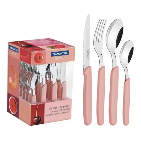 Cubiertos Carmel Tramontina Juego 24 Pzas Cocina Set Colores