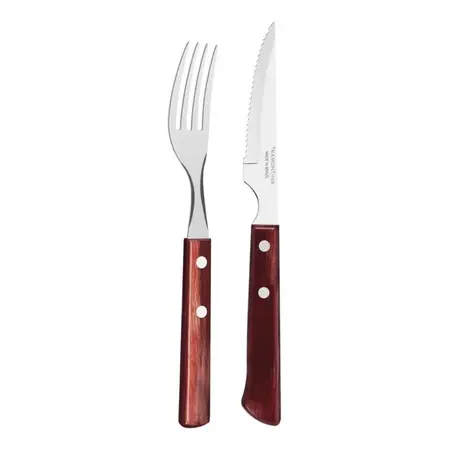 Cubiertos Tramontina Juego X 12 Polywood Cuchillo Tenedor Cerezo / M. Esp