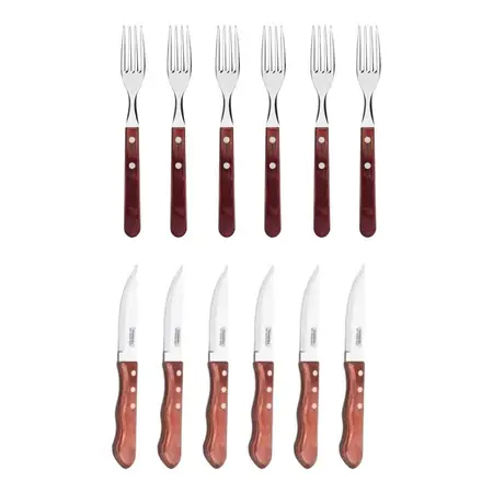 Cubiertos Tramontina X 12 Tenedor Polywood Y Cuchillo Jumbo Cerezo / Jumbo