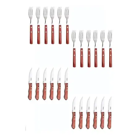 Cubiertos Tramontina X 24 Tenedor Polywood Y Cuchillo Jumbo Cerezo / Jumbo