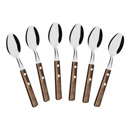 Cuchara Té Polywood Tramontina Asado Roble Acero Inoxi X6 Un Color Del Mango Marrón Oscuro