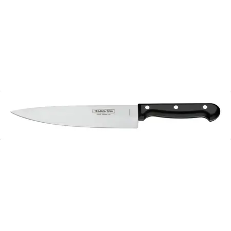 Cuchillo Chef Tramontina Ultracorte Con Lámina De Acero Inoxidable Y Mango De Polipropileno Negro 8 