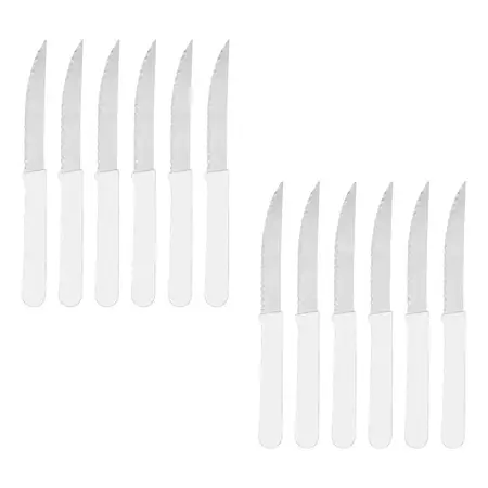 Cuchillo Mango Plástico Negro Carol Acero Inoxidable X 12 U Blanco