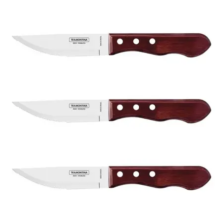 Cuchillo Tramontina Polywood Jumbo Asado Churrasco Acero X3 - Cerezo