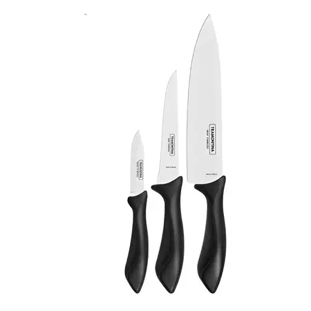 Cuchillos Tramontina Affilata Acero Inoxidable 3 Piezas Color Negro