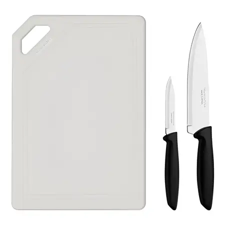 Cuchillos Tramontina Plenus 23498/014 + Tabla De Corte Color Negro