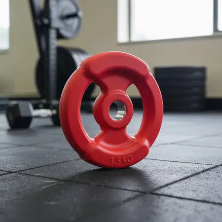 Disco 1,5 Kg Pesa Mancuerna Con Agarres Body Fit Gym X 1 Un Rojo