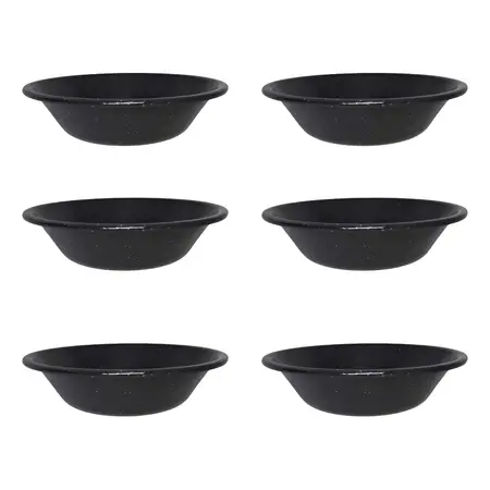 Ensaladera Enlozada Chica Vajilla Honda Reforzada 21cm X 6u Color Negro