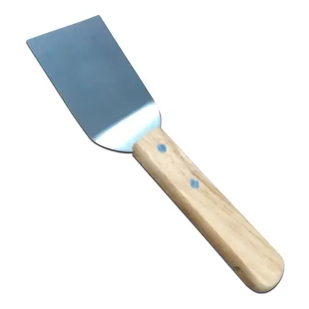 Espátula Escalonada Plana Acero Inoxidable Mango Madera Color Marrón Oscuro