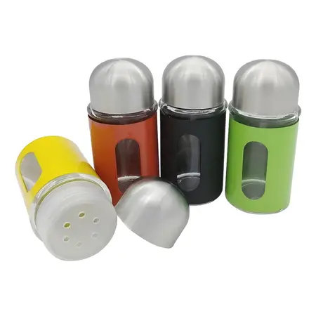 Especieros De Vidrio Y Acero Con Dosificador X1 U. 10x4,5cm Color 4 Colores