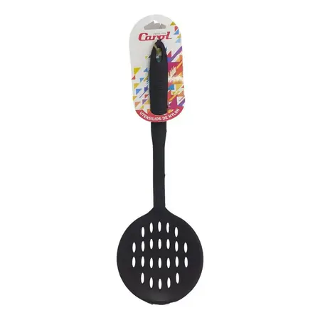 Espumadera Carol Utensilio De Nylon Cocina Colores 34cm Negro