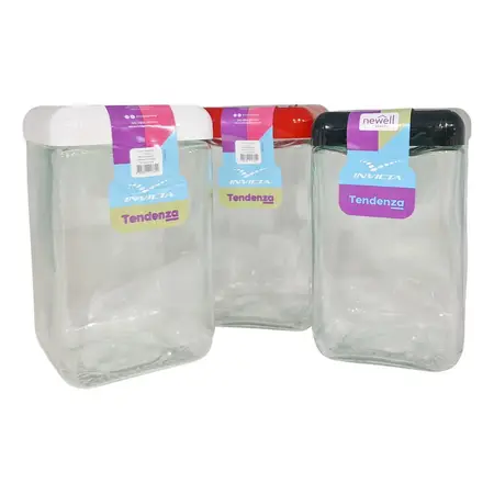 Frasco Cuadrado 1,3 L Vidrio Tapa Plástica Colores | Invicta Al Azar