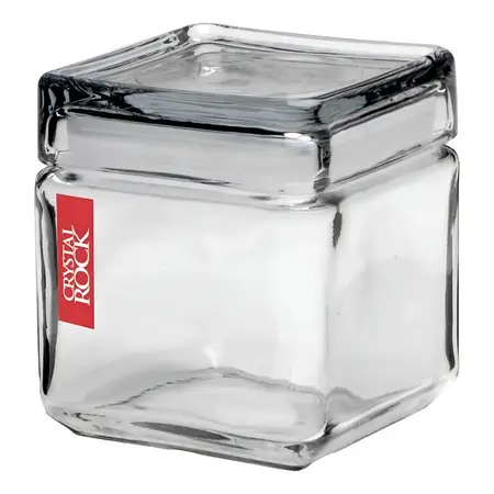 Frasco De Vidrio Con Tapa Chico Cuadrado Hermético Color Transparente