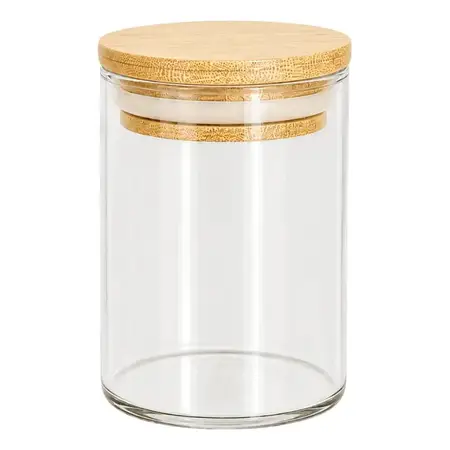 Frasco De Vidrio Tapa Madera 280 Ml Hermetico | Crystal Rock Transparente