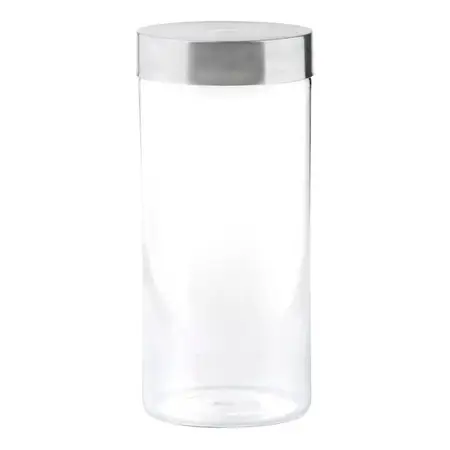 Frasco Tarro Chico Vidrio Tapa Acero 22cm 1,6lts Contenedor Color Plateado