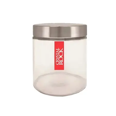 Frasco Tarro Vidrio Chico Tapa Acero 13 Cm Contenedor Color Gris
