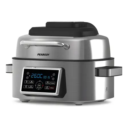 Freidora De Aire Peabody Con Grill 6 Litros 1600 Watts Pe-afg01ix Color Plateado