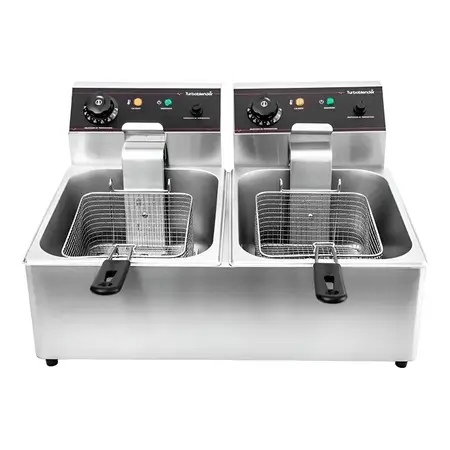 Freidora Eléctrica Comercial Turboblender 6 + 6 L 12 Litros Color Acero