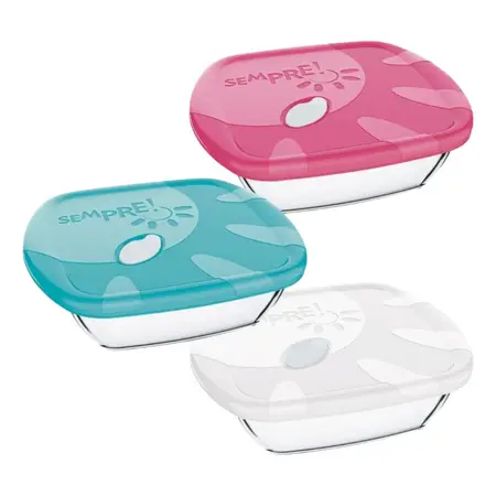 Fuente Asadera Cuadrada 2,4 L Con Tapa Colores Nadir Sempre Transparente